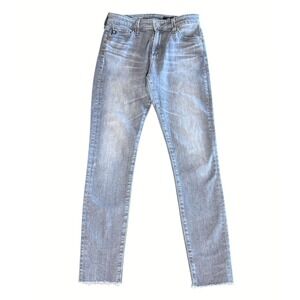 AG Adriano Goldschmied Farrah Skinny Ankle Jeans High Rise Gray Frayed Hem Women